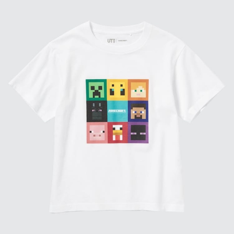 Uniqlo Minecraft Ut Grafica Magliette Ragazza Bianche | AMTHPZ569