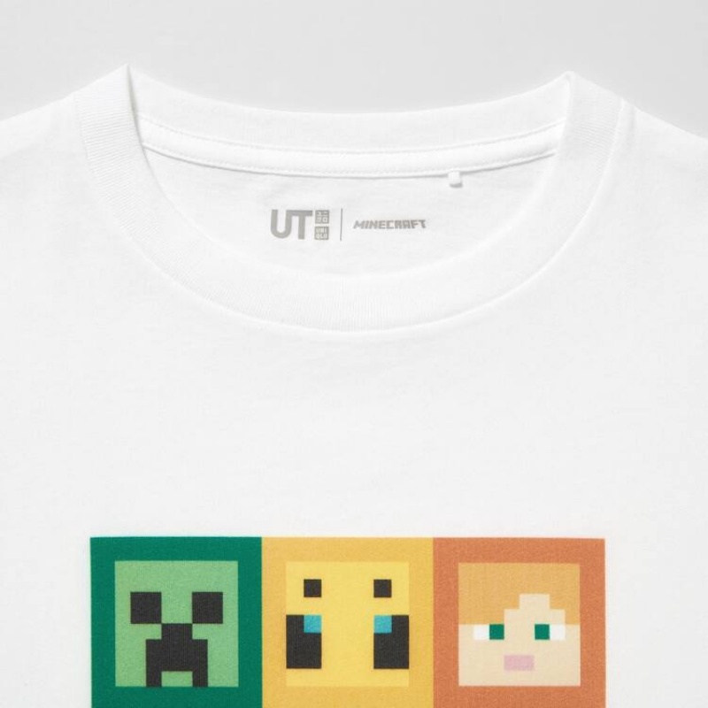 Uniqlo Minecraft Ut Grafica Magliette Ragazza Bianche | AMTHPZ569