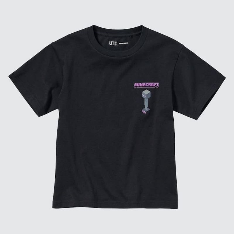 Uniqlo Minecraft Ut Grafica Magliette Ragazza Nere | QFTOWX701