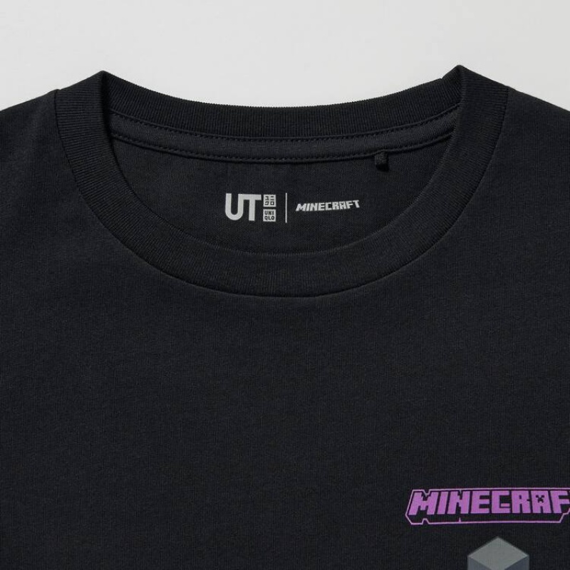 Uniqlo Minecraft Ut Grafica Magliette Ragazza Nere | QFTOWX701