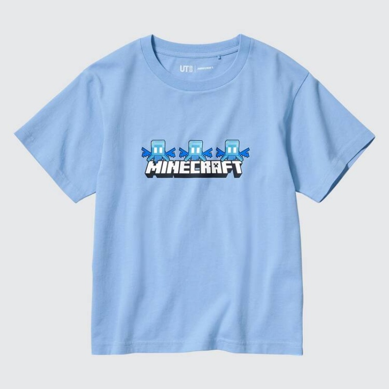 Uniqlo Minecraft Ut Grafica Magliette Ragazza Blu | MOBZFV172