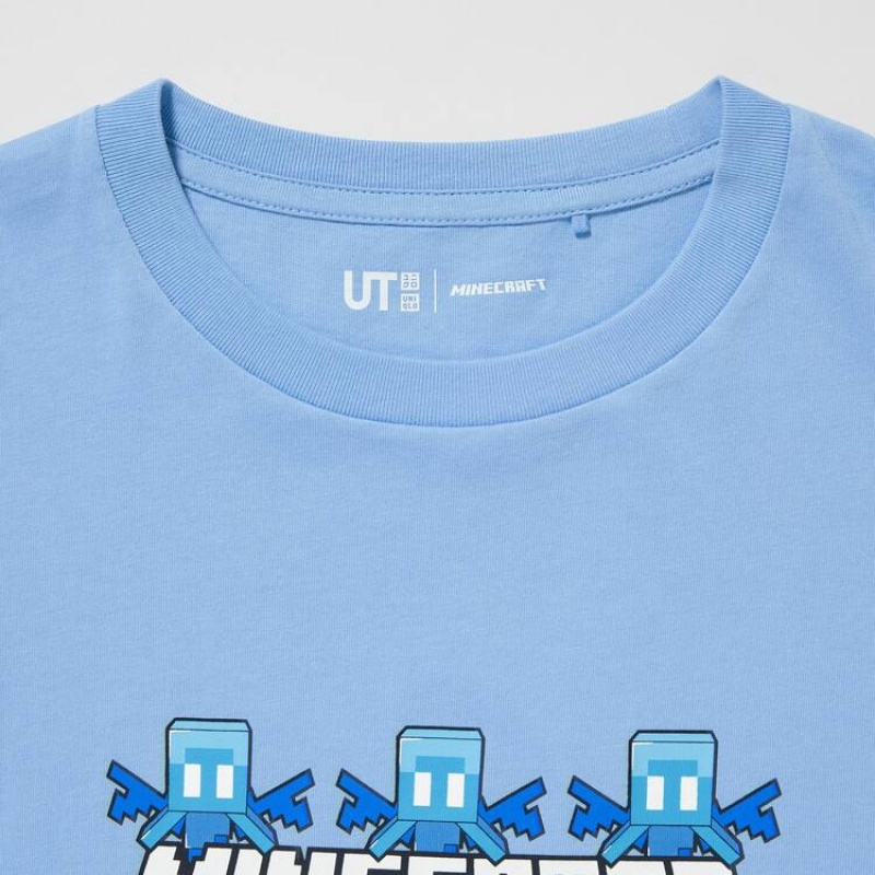 Uniqlo Minecraft Ut Grafica Magliette Ragazza Blu | MOBZFV172