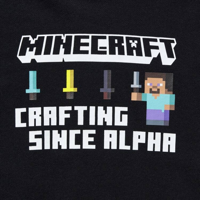 Uniqlo Minecraft Ut Grafica Sweat Felpa con Cappuccio Ragazza Nere | ETXUJQ482