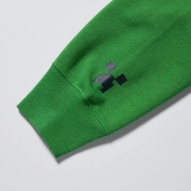 Uniqlo Minecraft Ut Grafica Sweat Felpa con Cappuccio Ragazza Verdi | ZNOVJP419