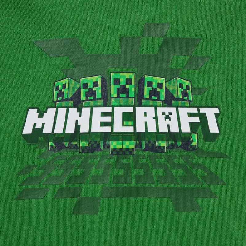 Uniqlo Minecraft Ut Grafica Sweat Felpa con Cappuccio Ragazza Verdi | ZNOVJP419