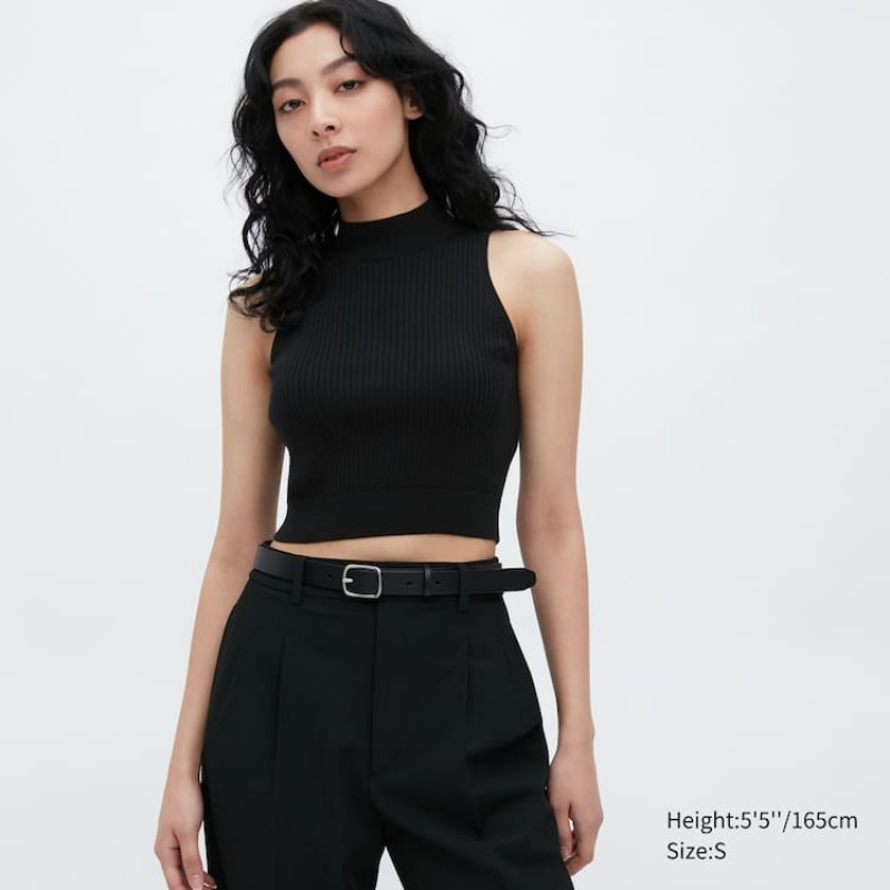 Uniqlo Mock Neck Cropped Maglieria Nere | BZLSFI756