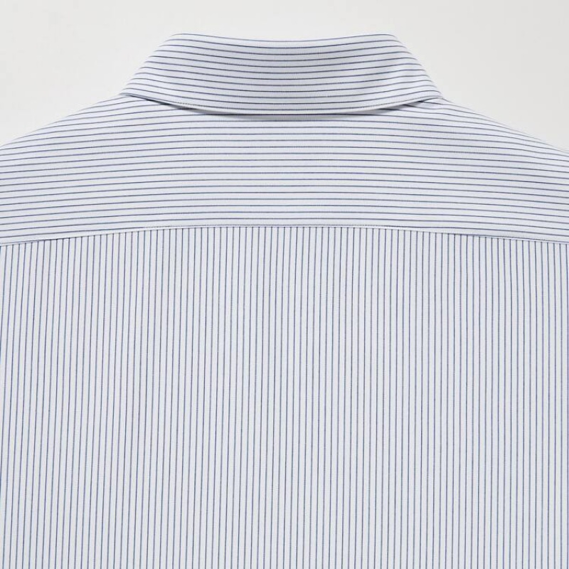 Uniqlo Non-iron Jersey Regular Fit A Strisce (Semi-cutaway Collar) Camicie Blu | OYFZEI342