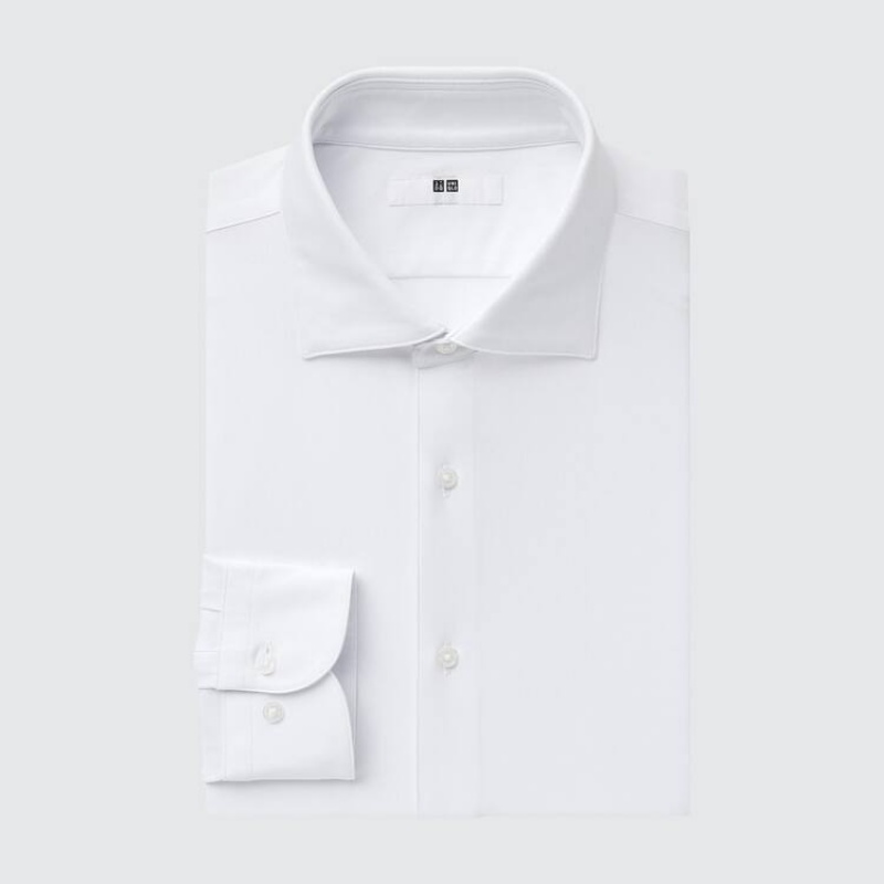 Uniqlo Non-iron Jersey Regular Fit (Semi-cutaway Collar) Camicie Bianche | DOIXBN694