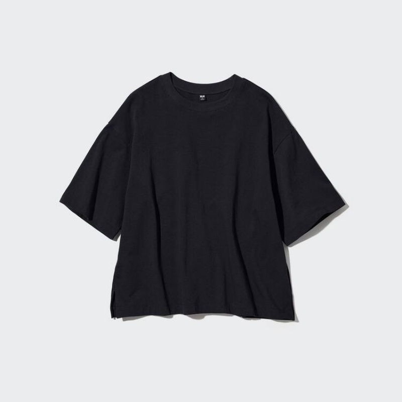 Uniqlo Oversized Half Sleeve Loungewear Nere | ZWIUNC923