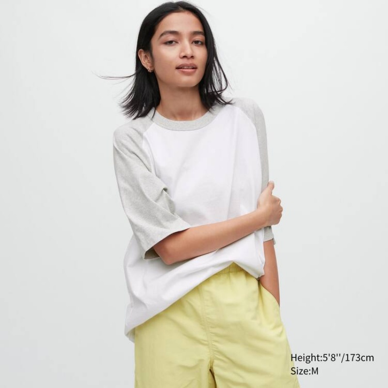 Uniqlo Oversized Raglan Half Sleeved Magliette Grigie | RUBNEG654