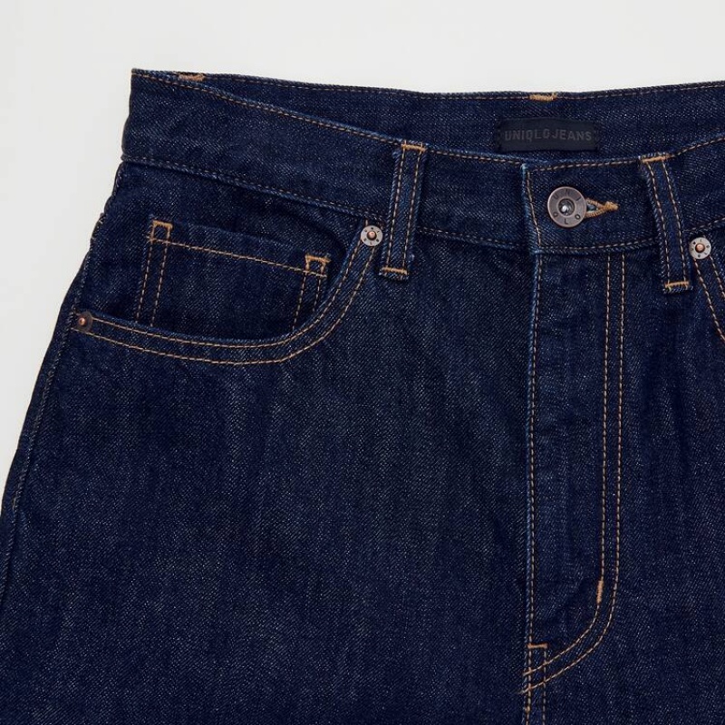 Uniqlo Peg High Rise Ankle Length (Long) (2021 Season) Jeans Blu Marino | FDTBXZ596