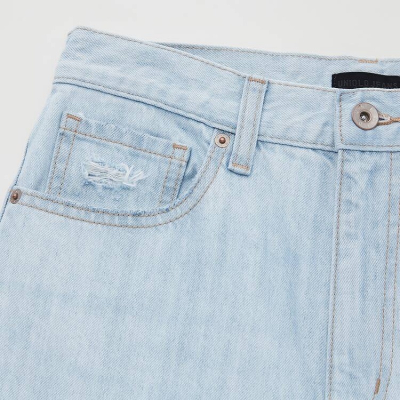 Uniqlo Peg High Rise Distressed Jeans Blu | PUJZEI617