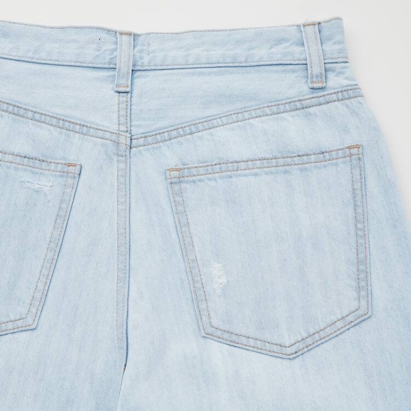 Uniqlo Peg High Rise Distressed Jeans Blu | PUJZEI617