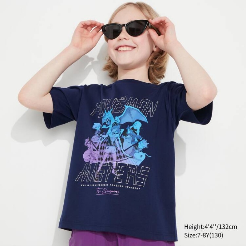 Uniqlo Pokemon Ut Grafica Magliette Ragazza Blu Marino | DAYQKT964