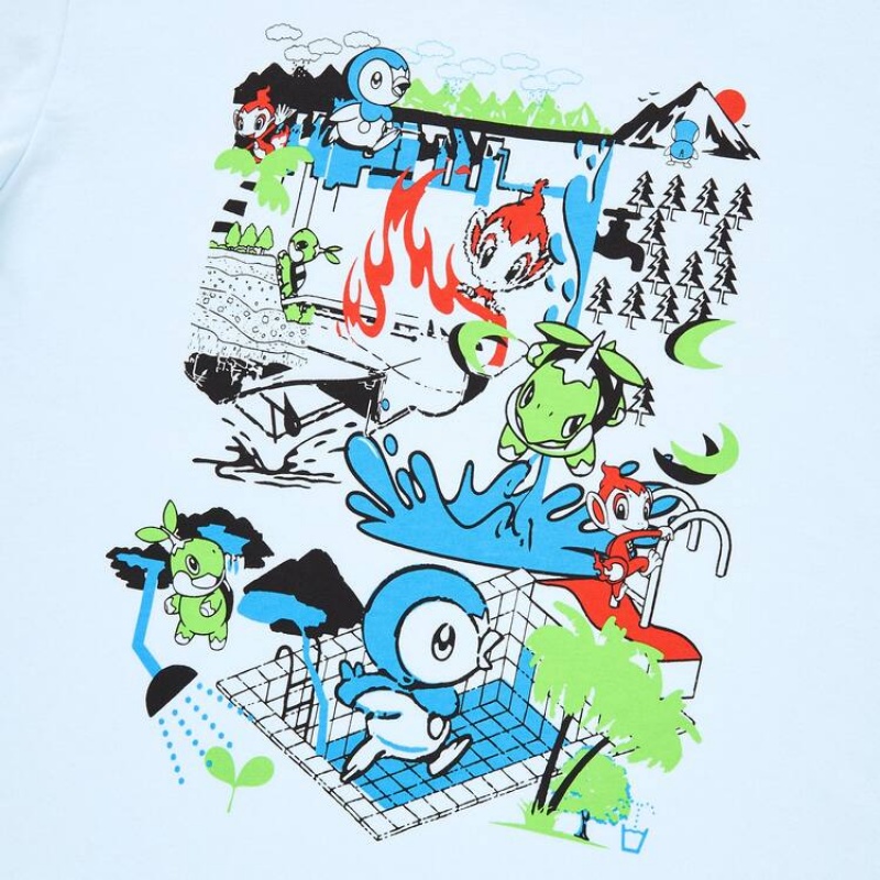 Uniqlo Pokémon Meets Artist Ut Grafica Magliette Ragazza Blu Chiaro | BPFSQH589