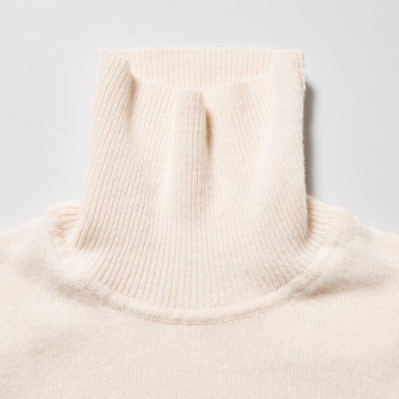 Uniqlo Premium Lambswool Turtleneck Jumpers Bianche | RQJAIY219