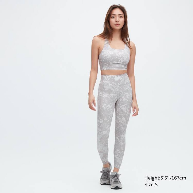 Uniqlo Printed Square Neck Active Wireless Reggiseni Grigie | OEDHRC508