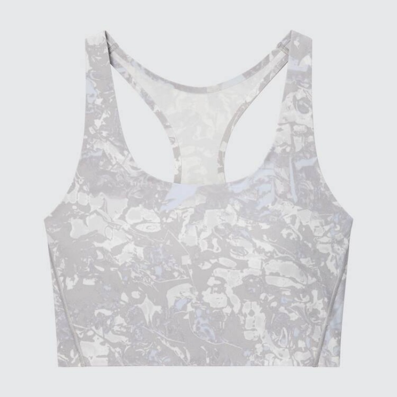 Uniqlo Printed Square Neck Active Wireless Reggiseni Grigie | OEDHRC508