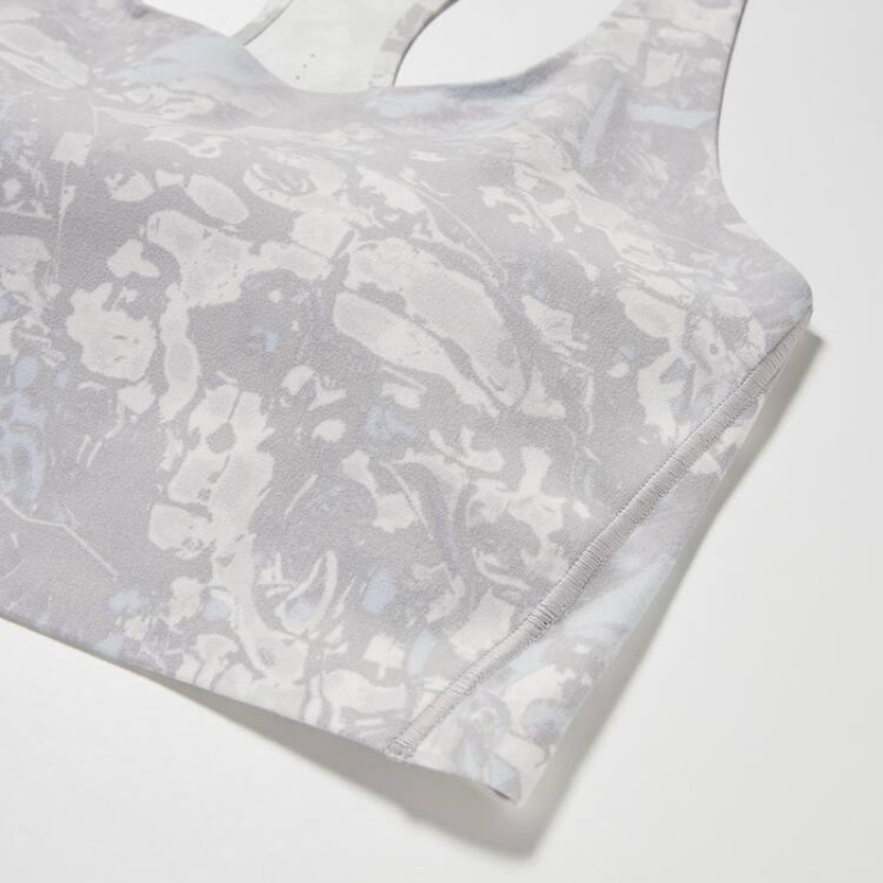 Uniqlo Printed Square Neck Active Wireless Reggiseni Grigie | OEDHRC508