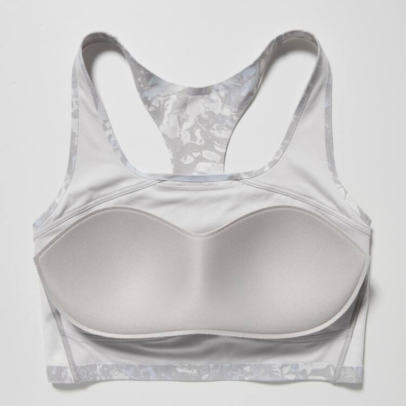 Uniqlo Printed Square Neck Active Wireless Reggiseni Grigie | OEDHRC508