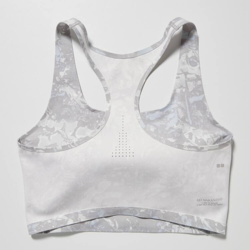 Uniqlo Printed Square Neck Active Wireless Reggiseni Grigie | OEDHRC508