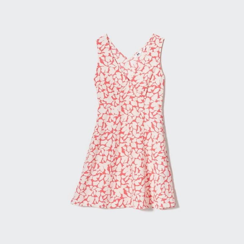 Uniqlo Printed V Neck Senza Maniche Mini Vestito Rosse | GYPDQL095