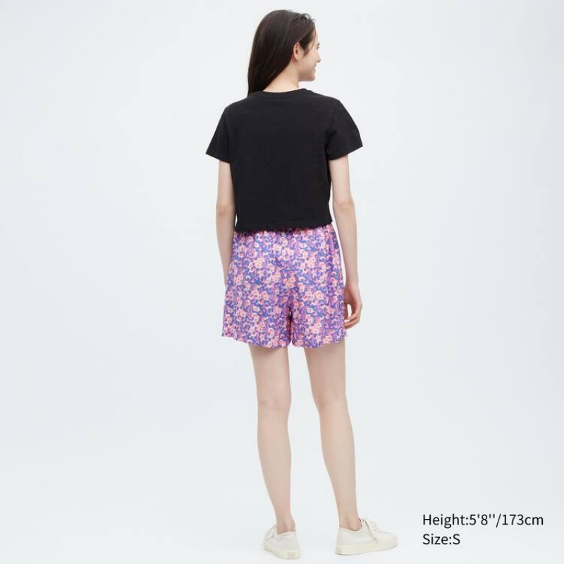 Uniqlo Rayon Easy Printed Pantaloncini Rosa | NHBCRD749