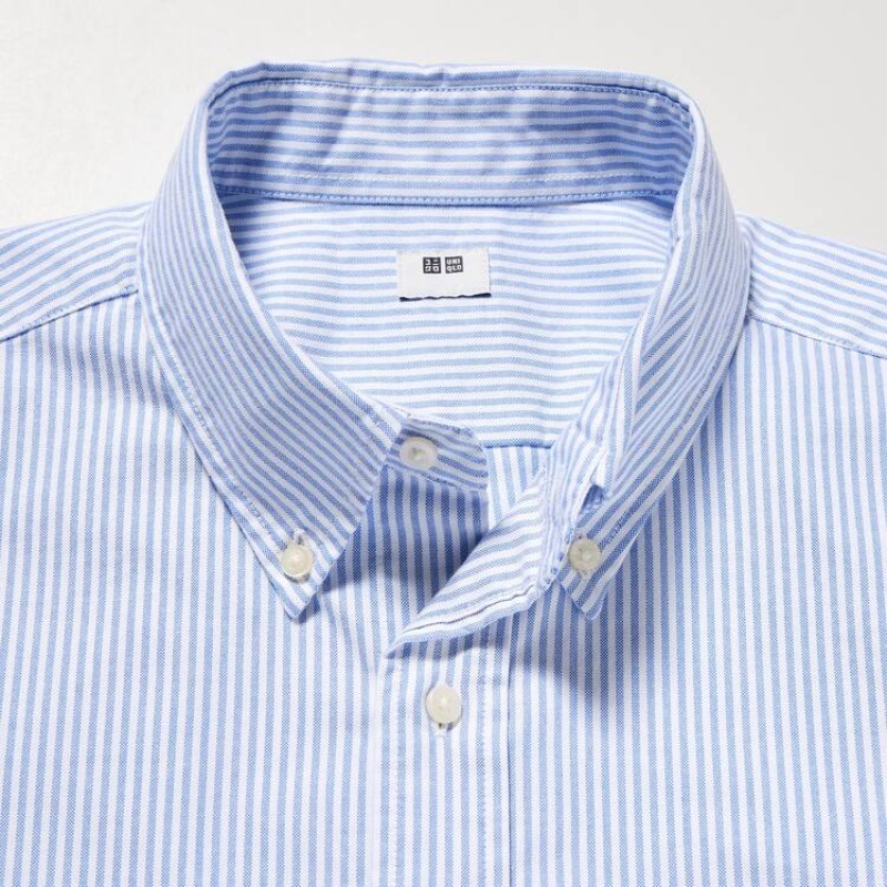 Uniqlo Regular Fit A Strisce Oxford (Button-down Collar) Camicie Blu | FKONTG164