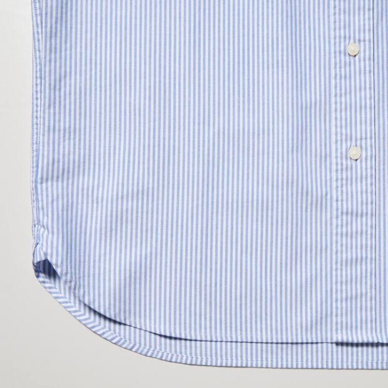 Uniqlo Regular Fit A Strisce Oxford (Button-down Collar) Camicie Blu | FKONTG164