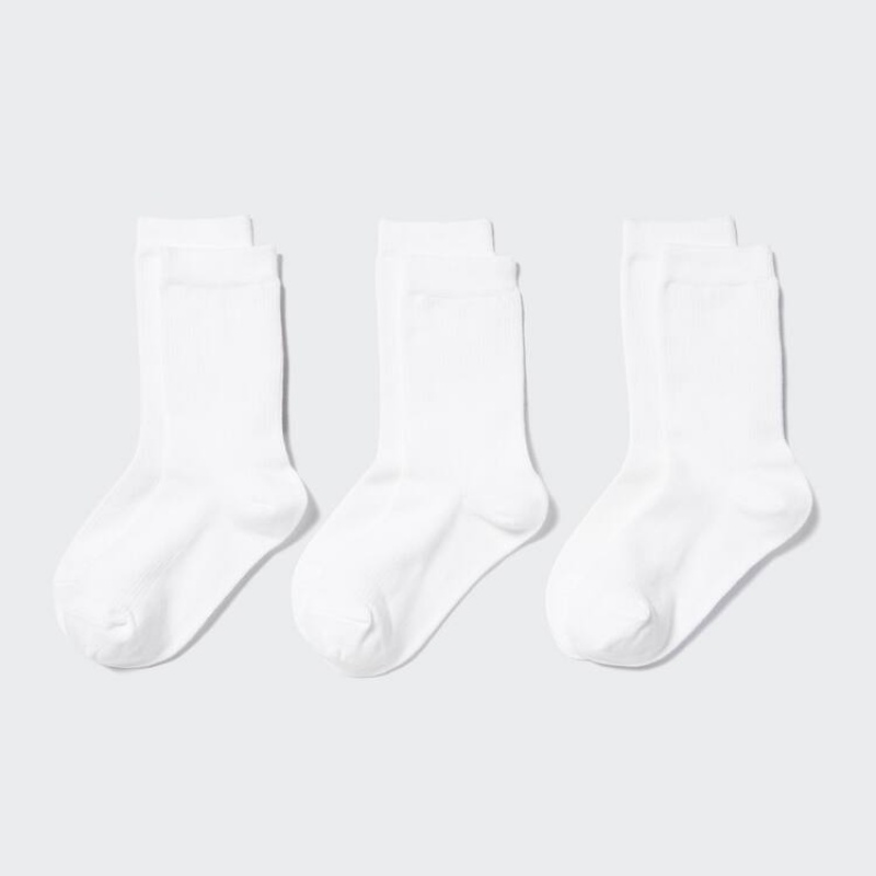 Uniqlo Regular (Three Pairs) Calzini Ragazza Bianche | EGPWFM981