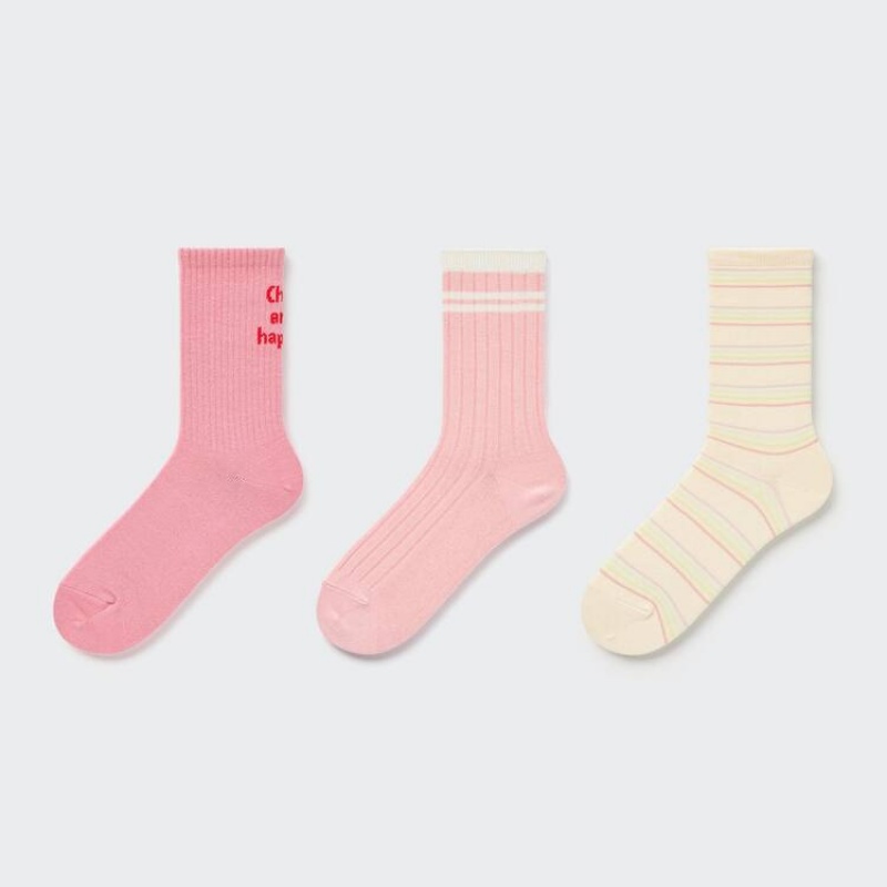 Uniqlo Regular (Three Pairs) Calzini Ragazza Rosa Gialle | AIMDOQ905