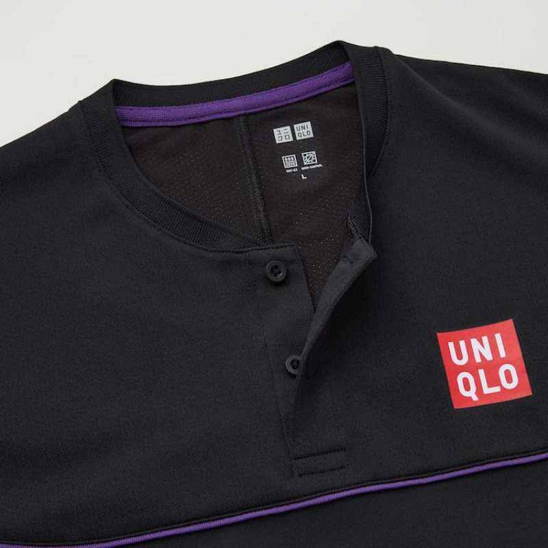 Uniqlo Roger Federer Dry-ex Us 2021 (2021 Season) Magliette Polo Nere | RWNVLQ359