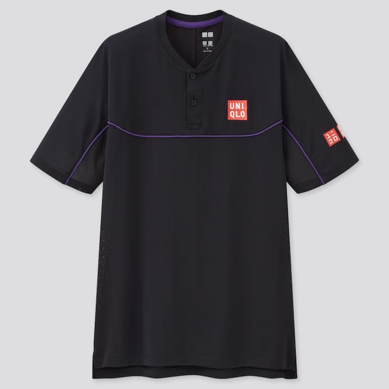 Uniqlo Roger Federer Dry-ex Us 2021 (2021 Season) Magliette Polo Nere | RWNVLQ359