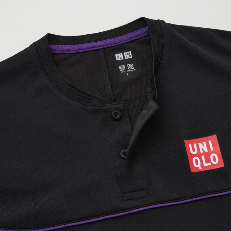 Uniqlo Roger Federer Dry-ex Us 2021 (2021 Season) Magliette Polo Nere | XJZNVW234