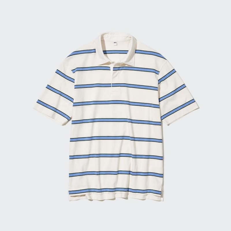 Uniqlo Rugger A Strisce Magliette Polo Bianche | KADTRH915