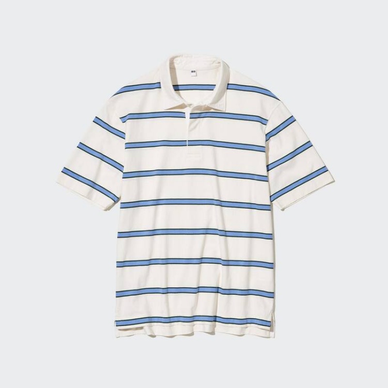 Uniqlo Rugger A Strisce Magliette Polo Bianche | JXHBUZ059