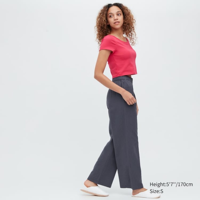 Uniqlo Seersucker Easy Loungewear Grigie Scuro | PLIDBH814