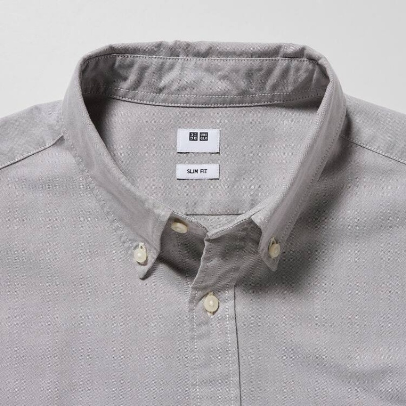 Uniqlo Slim Fit Oxford Camicie Grigie | KIMYET091