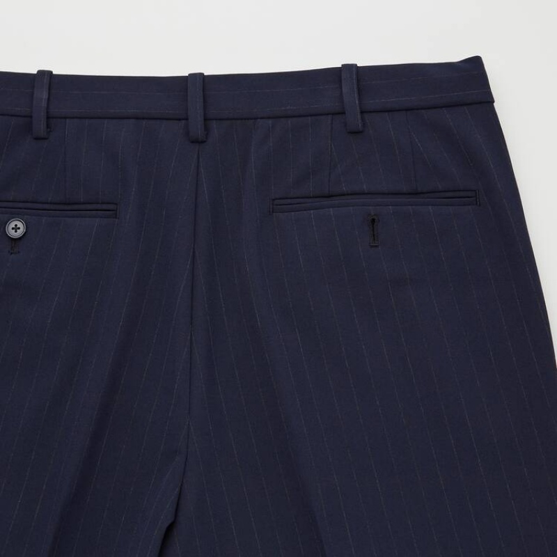 Uniqlo Smart A Strisce Ankle Length Pantaloni Blu | PKMRSX812