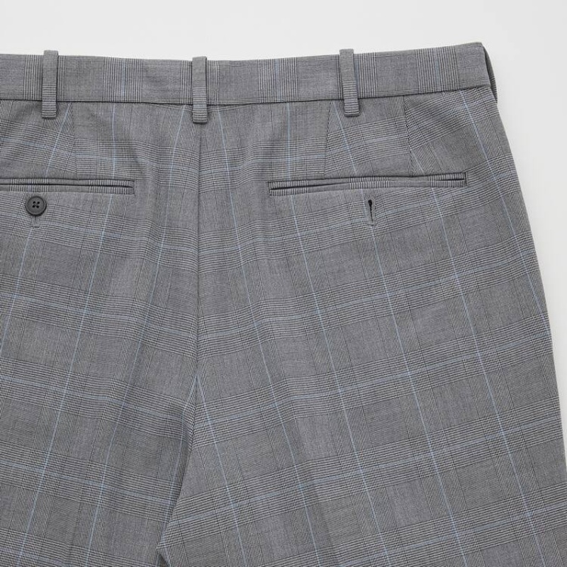 Uniqlo Smart Comfort Glen Checked Ankle Length Pantaloni Grigie | ASBCVU728