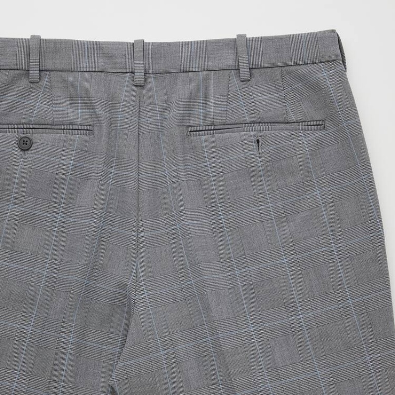 Uniqlo Smart Comfort Glen Checked Ankle Length (Long) Pantaloni Grigie | FXIKCS984