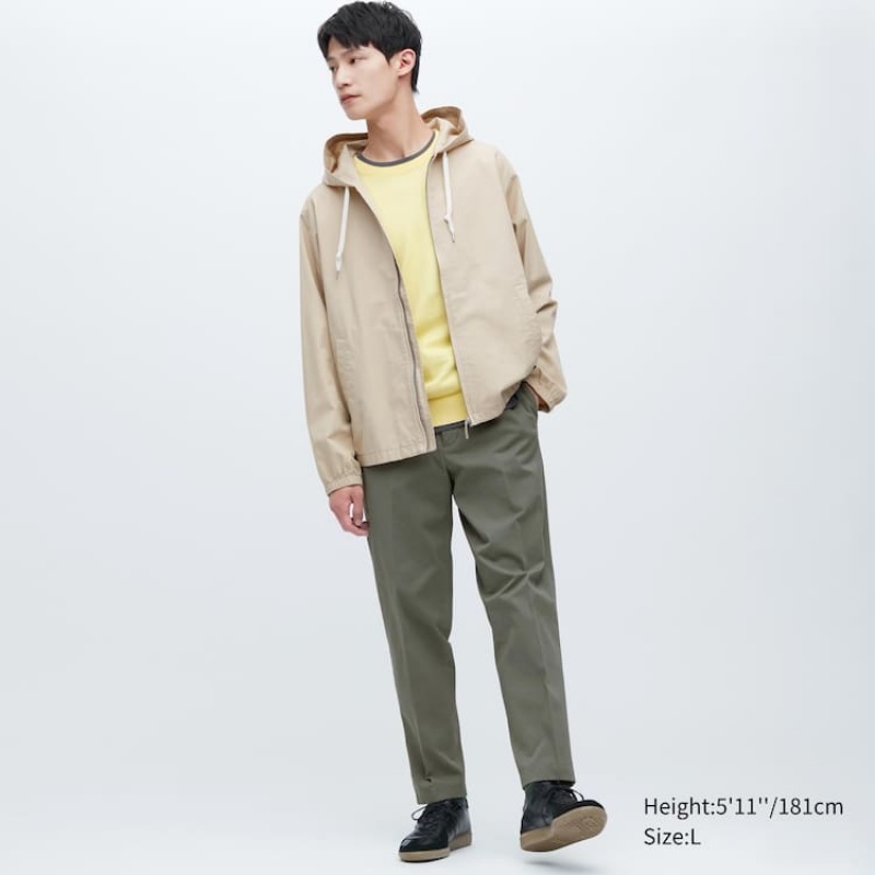 Uniqlo Smart Cotone Ankle Length Pantaloni Verde Oliva | MFJOUL031