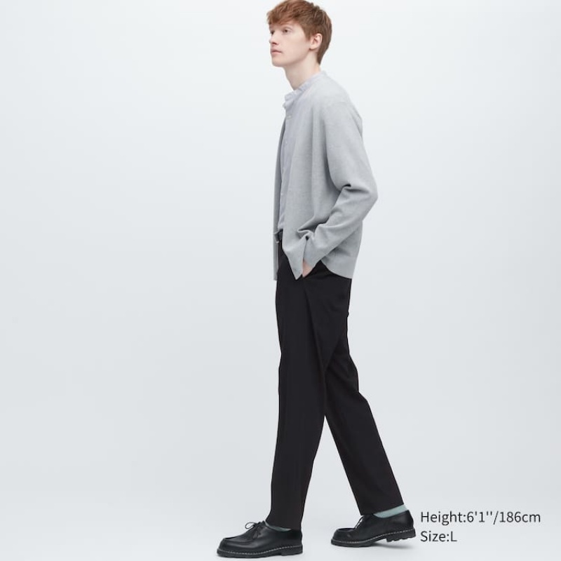 Uniqlo Smart Lana Vergine-like Ankle Length (Long) Pantaloni Grigie | QGJBRN135