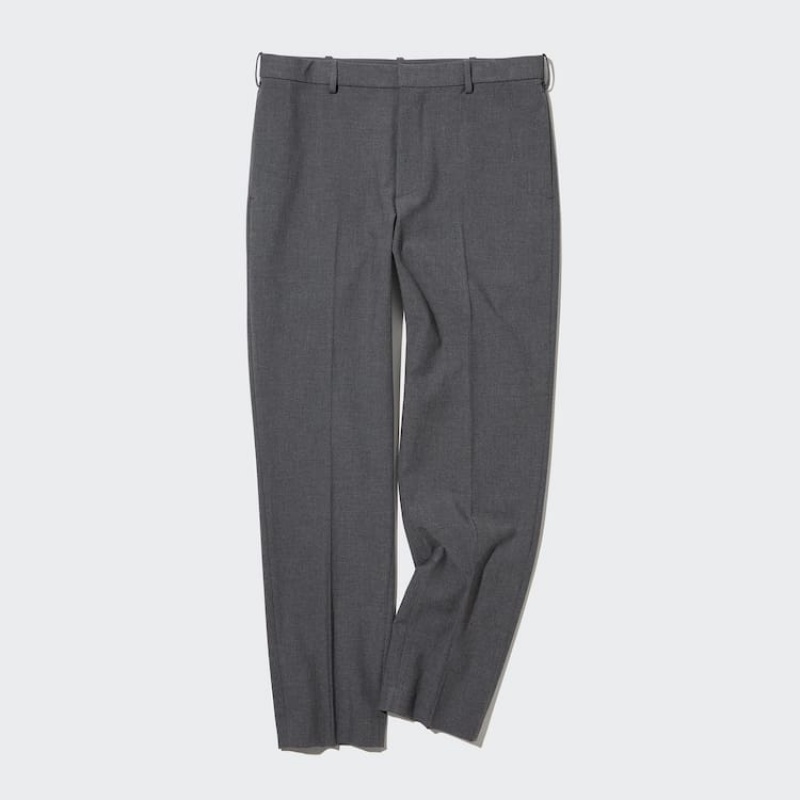 Uniqlo Smart Lana Vergine-like Ankle Length (Long) Pantaloni Grigie | QGJBRN135