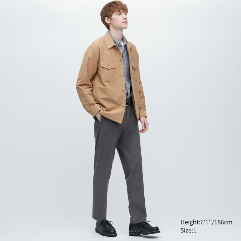 Uniqlo Smart Lana Vergine-like Ankle Length (Long) Pantaloni Grigie | QGJBRN135