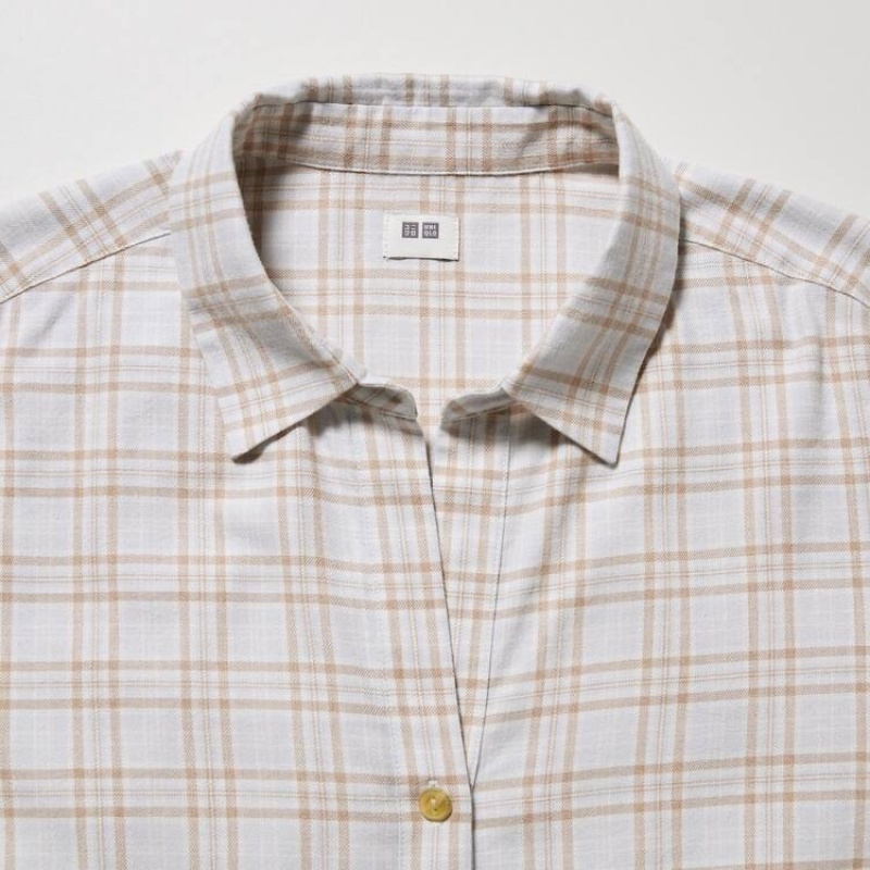 Uniqlo Soft Brushed Checked Long Sleeved Camicie Grigie Chiaro | RMIYZU367