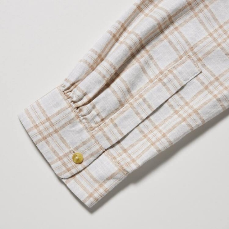 Uniqlo Soft Brushed Checked Long Sleeved Camicie Grigie Chiaro | RMIYZU367