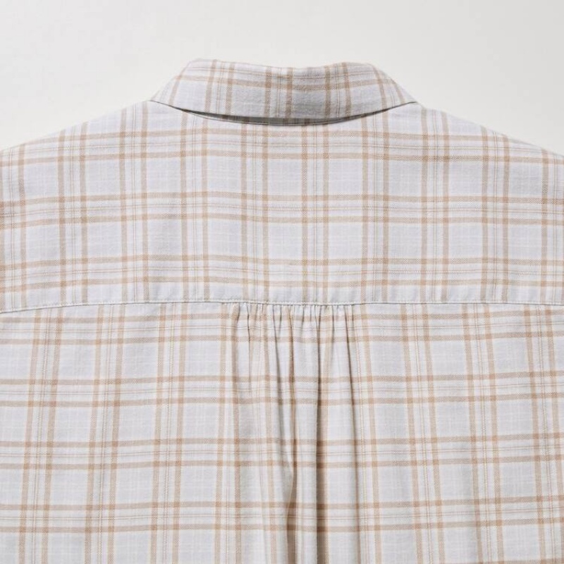 Uniqlo Soft Brushed Checked Long Sleeved Camicie Grigie Chiaro | RMIYZU367