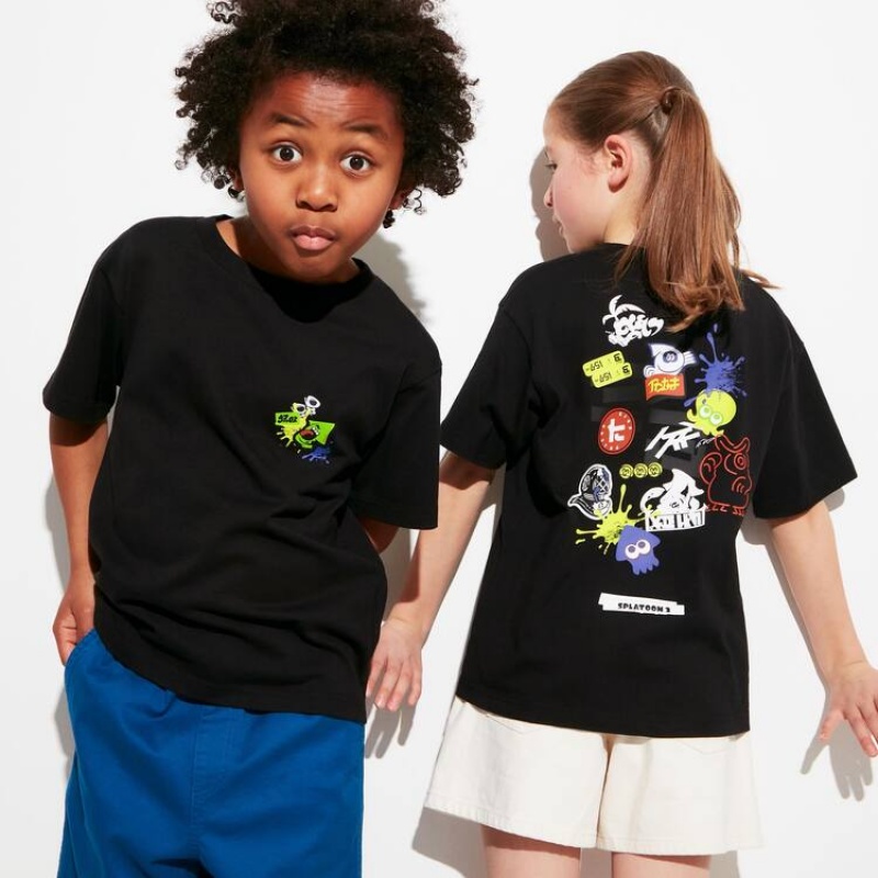 Uniqlo Splatoon 3 Ut Grafica Magliette Ragazza Nere | LZIEHR265