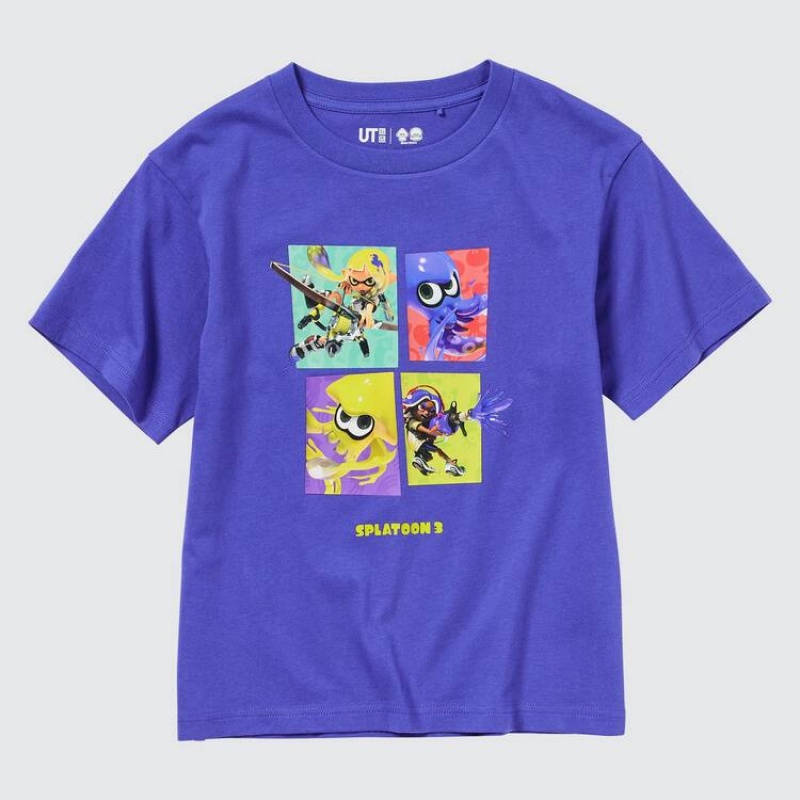 Uniqlo Splatoon 3 Ut Grafica Magliette Ragazza Blu | VYTQPB897